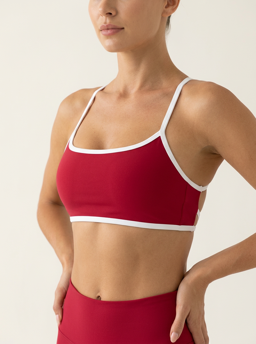 Duality Two-Tone Bra in Red — three-quarter